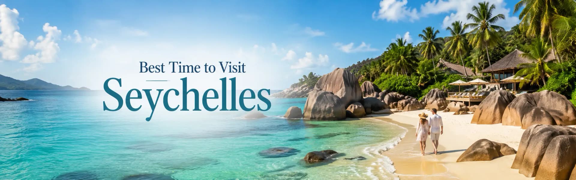 Tropical Seychelles beach with turquoise water and granite boulders